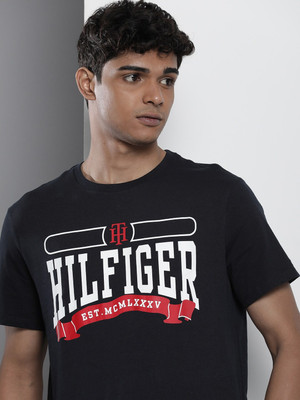 TOMMY HILFIGER Graphic Print Men Crew Neck Navy Blue T-Shirt