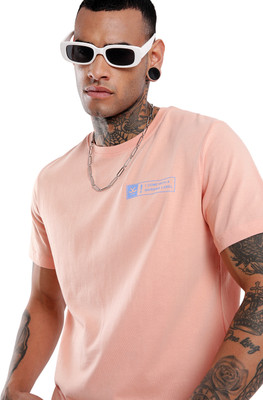 WROGN Solid Men Round Neck Brown T-Shirt