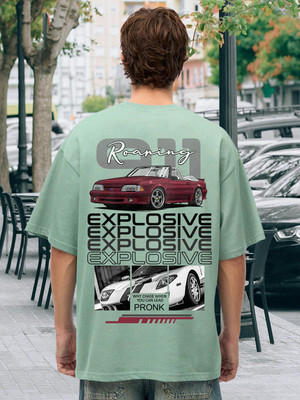 Pronk Printed Men Round Neck Green T-Shirt