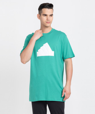 ADIDAS Printed Men Round Neck Green T-Shirt