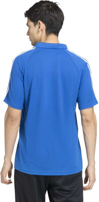 ADIDAS Printed Men Polo Neck Blue T-Shirt