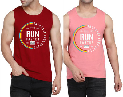 WOOSTRO Graphic Print Men Scoop Neck Maroon, Pink T-Shirt