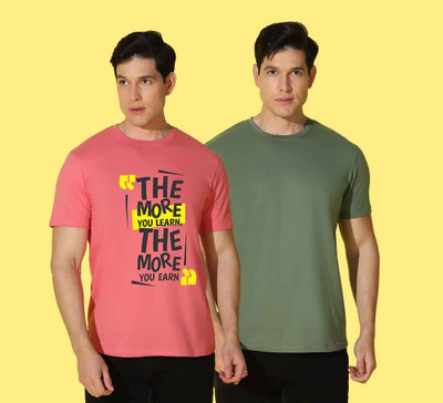 WOOSTRO Printed Men Round Neck Multicolor T-Shirt