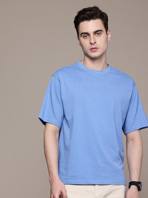 METRONAUT Solid Men Round Neck Blue T-Shirt