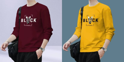 Dorvell Printed Men Round Neck Maroon, Yellow T-Shirt