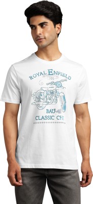 ROYAL ENFIELD Printed Men Crew Neck White T-Shirt