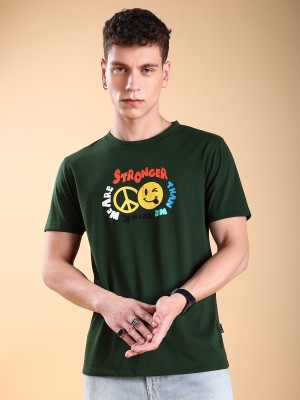 KETCH Printed, Typography Men Round Neck Green T-Shirt
