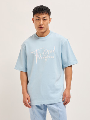 THE BEAR HOUSE Graphic Print Men Crew Neck Blue T-Shirt