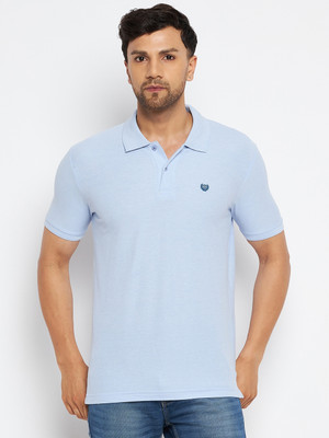DUKE Solid Men Polo Neck Blue T-Shirt