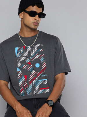 Moda Rapido Graphic Print Men Round Neck Grey T-Shirt