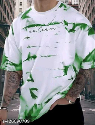 SEIZN Printed Men Round Neck Green T-Shirt