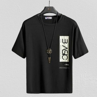stylesmyth Printed Men Round Neck Black T-Shirt