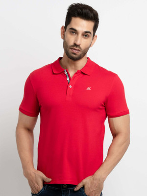 Status Quo Solid Men Polo Neck Red T-Shirt