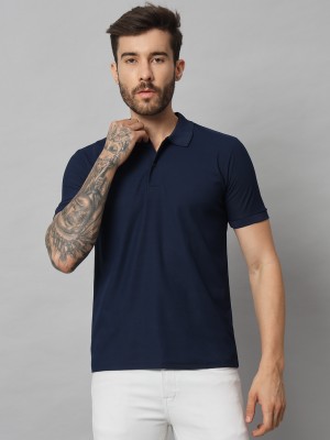 Trend Verse Solid Men Polo Neck Blue T-Shirt