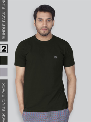 Lux Nitro Solid Men Round Neck Multicolor T-Shirt
