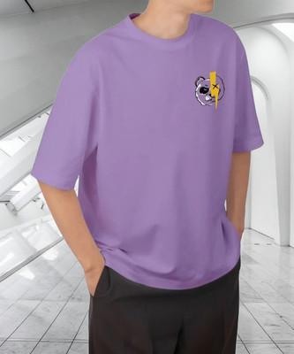 Hikaru Printed, Typography Men Round Neck Purple T-Shirt