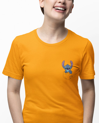 MAJESTITCH Printed Women Round Neck Yellow T-Shirt