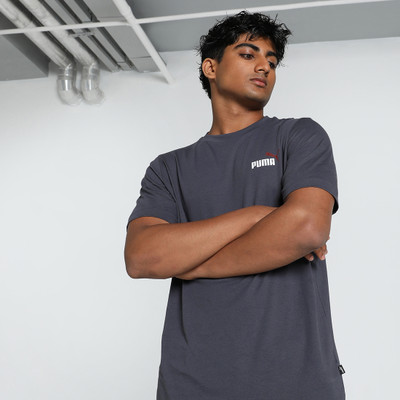 PUMA Solid Men Crew Neck Grey T-Shirt