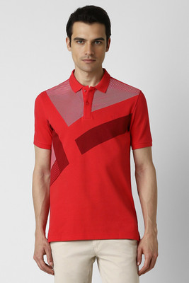 VAN HEUSEN Colorblock Men Polo Neck Red T-Shirt
