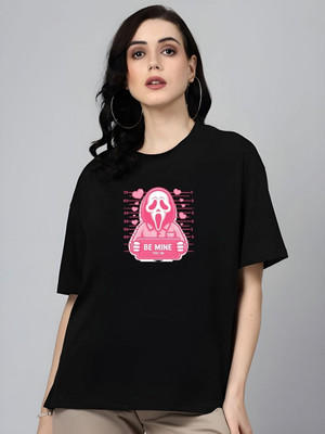 Dressberry Graphic Print Women Round Neck Black T-Shirt