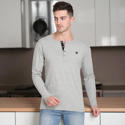 Faricon Trend Solid Men Round Neck Grey T-Shirt