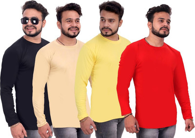 cnw Solid Men Round Neck Multicolor T-Shirt