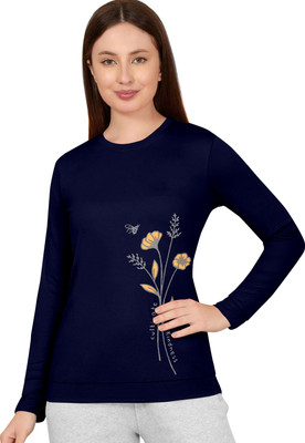 ClonCline Printed Women Round Neck Reversible Pink T-Shirt