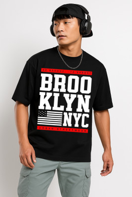 Be Crazy Graphic Print Men Round Neck Black T-Shirt