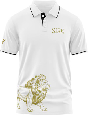 Warriorworld Graphic Print Men Polo Neck White T-Shirt