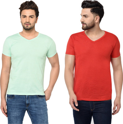 Adorbs Trend Solid Men V Neck Multicolor T-Shirt