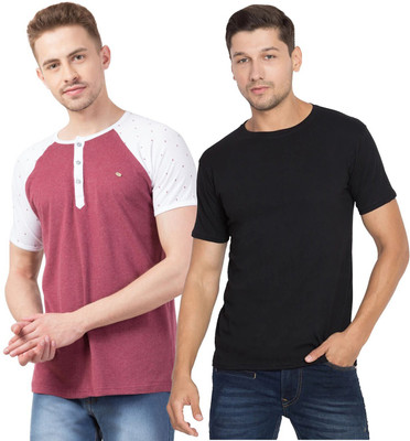 Corsair Printed, Solid Men Round Neck Red, Black T-Shirt
