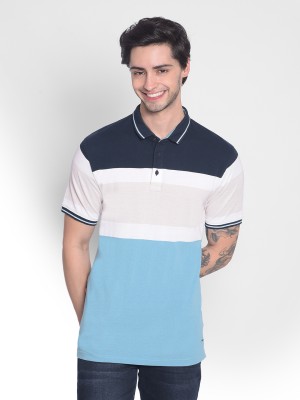 CRIMSOUNE CLUB Colorblock Men Polo Neck Blue T-Shirt