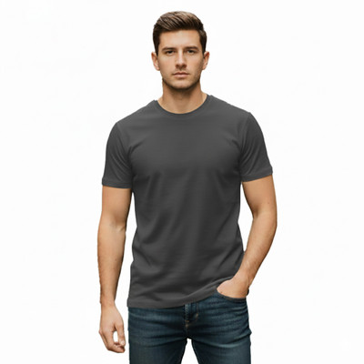 YOUNGVIBE Solid Men Round Neck Silver T-Shirt