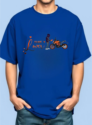 Goodsignn Printed Men Round Neck Dark Blue T-Shirt