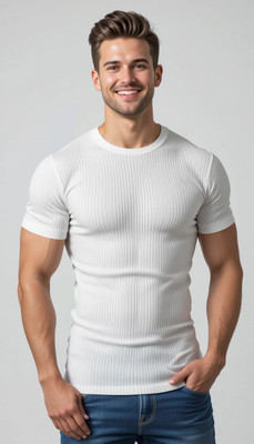 Fashion And Youth Solid Men Round Neck White T-Shirt
