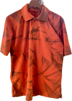 fashionample Tie & Dye, Printed Men Polo Neck Orange T-Shirt