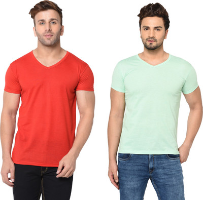 Moordale Fab Solid Men V Neck Multicolor T-Shirt