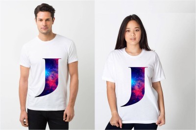 HamsaMART.com Tribal Print Couple Round Neck White T-Shirt