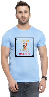 LuvCare Printed Men Round Neck Blue T-Shirt