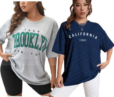 DIAZ Printed Women Round Neck Multicolor T-Shirt