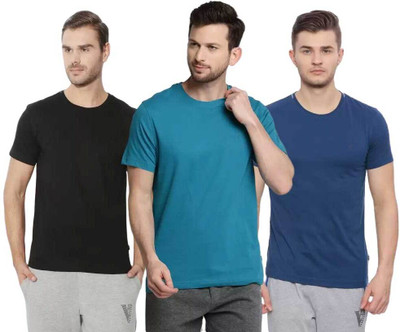 VAN HEUSEN Solid Men Round Neck Multicolor T-Shirt