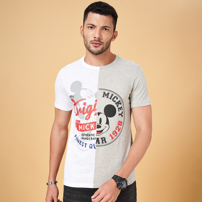 SF Jeans by Pantaloons Printed Men Round Neck Grey T-Shirt