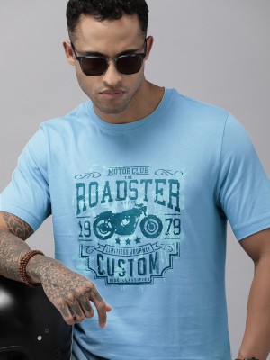 Roadster Graphic Print, Printed, Typography Men Round Neck Blue T-Shirt