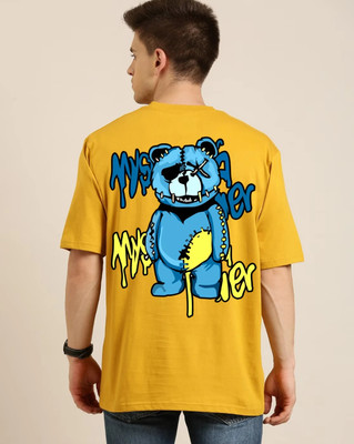 FASHNET FASHION Printed Men Round Neck Yellow T-Shirt