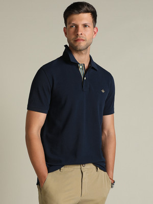 Dockers Solid Men Polo Neck Blue T-Shirt