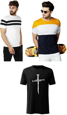 ATTITUDE START OF FASHION Printed Men Round Neck Multicolor T-Shirt