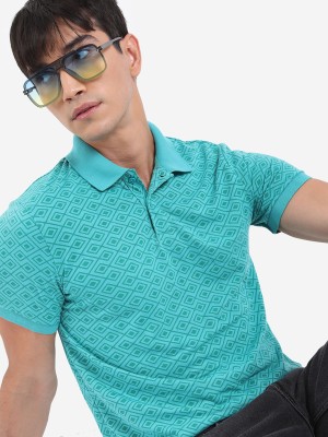 HIGHLANDER Self Design Men Polo Neck Green T-Shirt