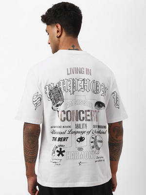 BEWAKOOF Graphic Print Men Round Neck White T-Shirt