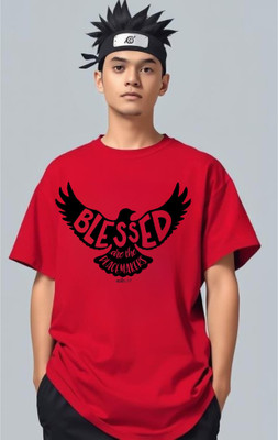 goodsign Graphic Print Men Round Neck Red T-Shirt