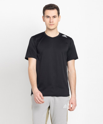 ADIDAS Solid Men Crew Neck Black T-Shirt